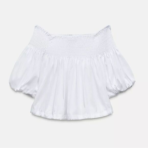 Zara off the shoulder top with elasticated detail - Picture 1 of 3